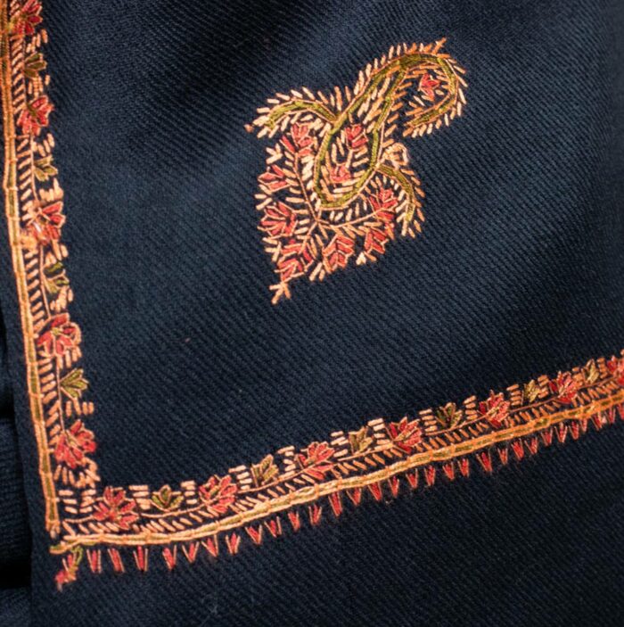 Black Gents Shawl With Sozni Handwork - Image 2