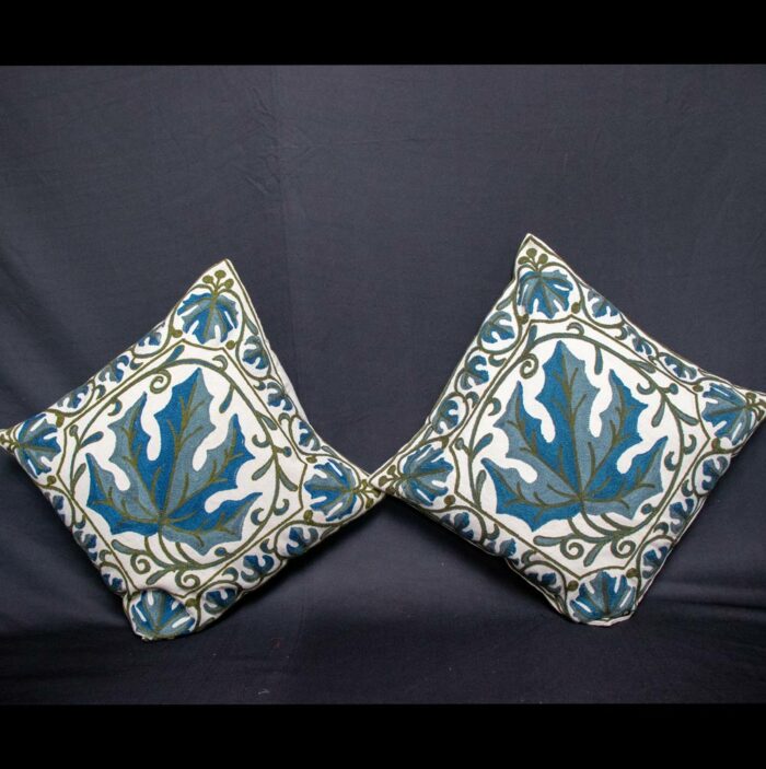 Pair of Chinari Aari Work Crewel 16×16 Cushion Cover