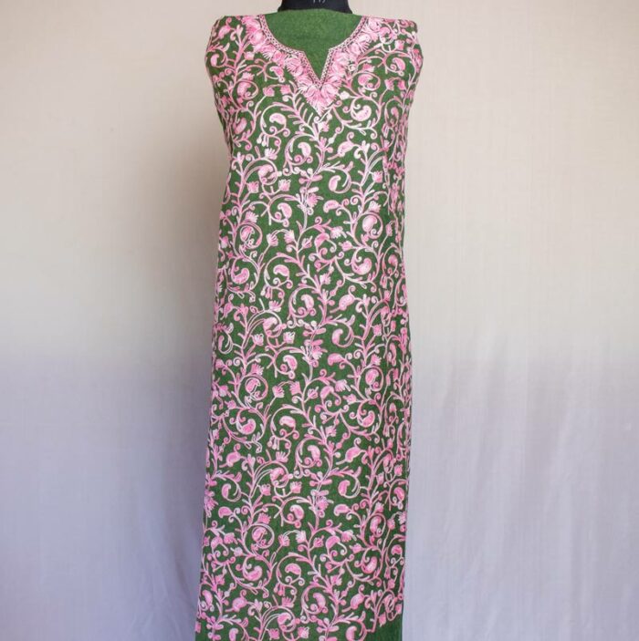 Green Crush Cotton 2pc Suit with Jali Aari Work - Image 2