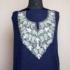 Navy Blue Crush Cotton 2pc Suit with Aari And Zari Work
