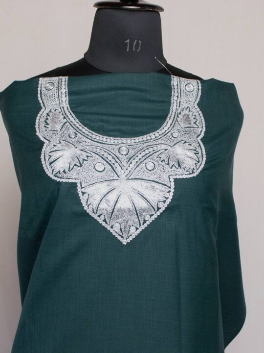 Dark Green Ruby Cotton 3pc Suit with Tilla Work