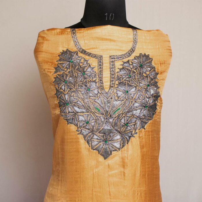 Mustard Silk 3pc Suit with Tilla Embroidery - Image 2