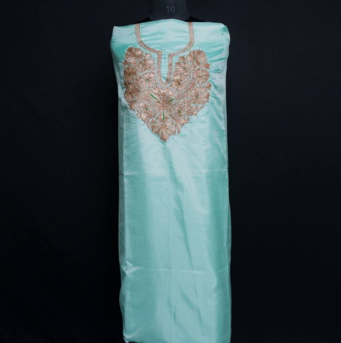 Ferozi Silk 3pc Suit with Tilla Embroidery - Image 3