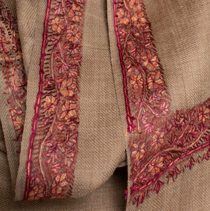 Beige Brown Gents Shawl With Sozni Handwork - Image 2