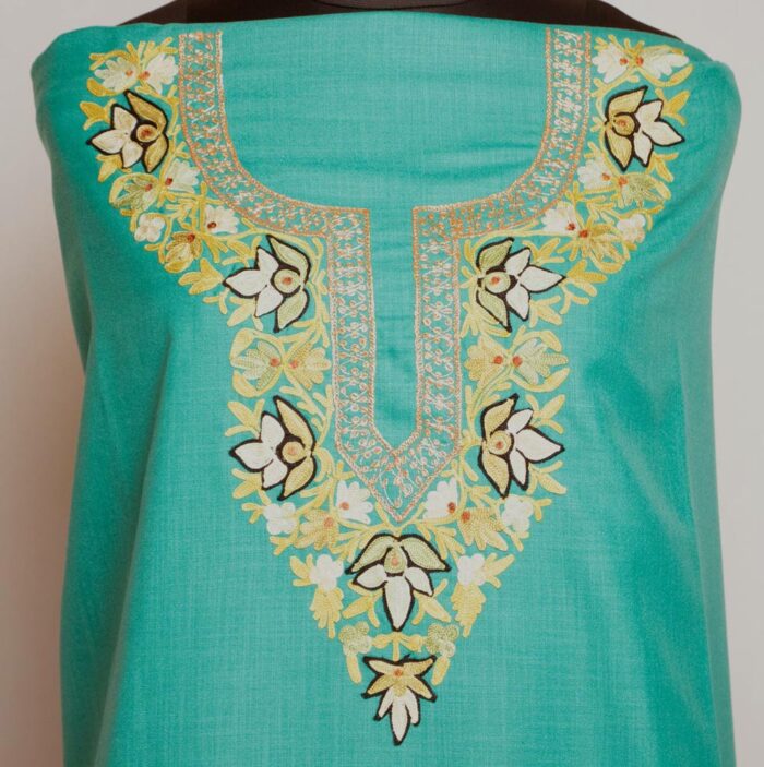 Green Ruby Cotton 2pc Suit with Aari And Tilla Work