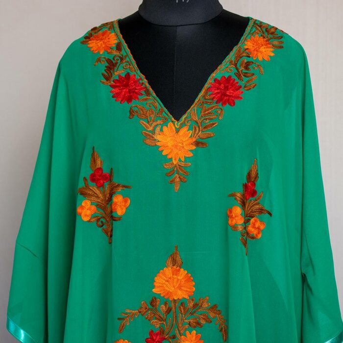 Green Georgette Aari Work Kaftan Top L43