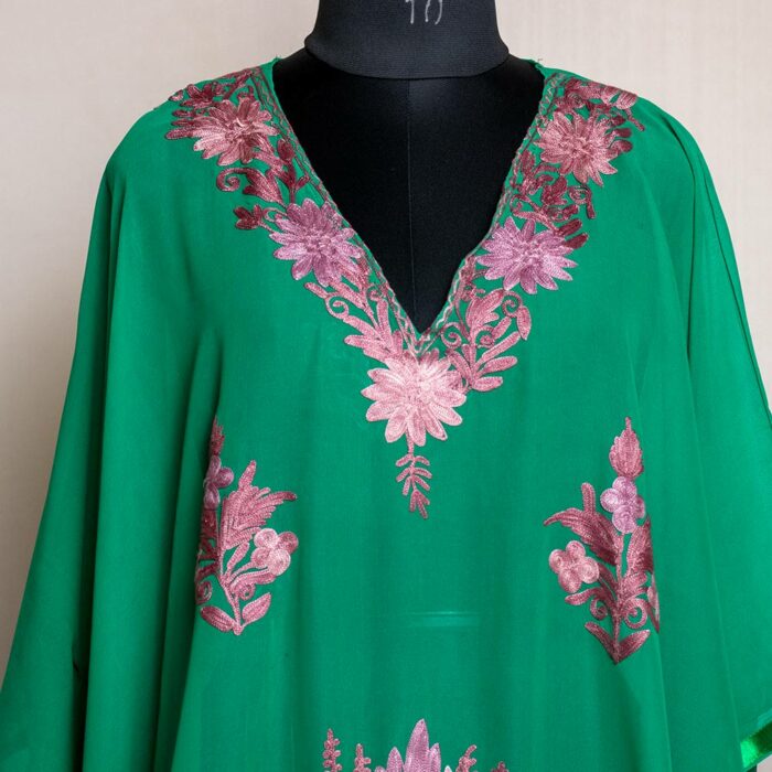 Green Georgette Aari Work Kaftan Top L45