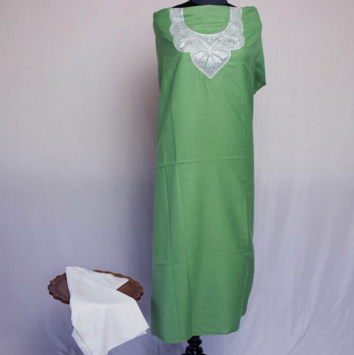 Green Ruby Cotton 3pc Suit with Tilla Work