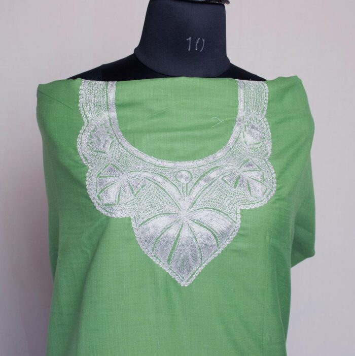 Green Ruby Cotton 3pc Suit with Tilla Work - Image 3