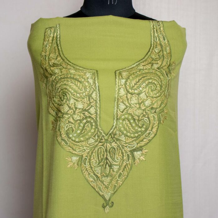 Green Summer Cool 2pc Suit with Aari Handwork - Image 2