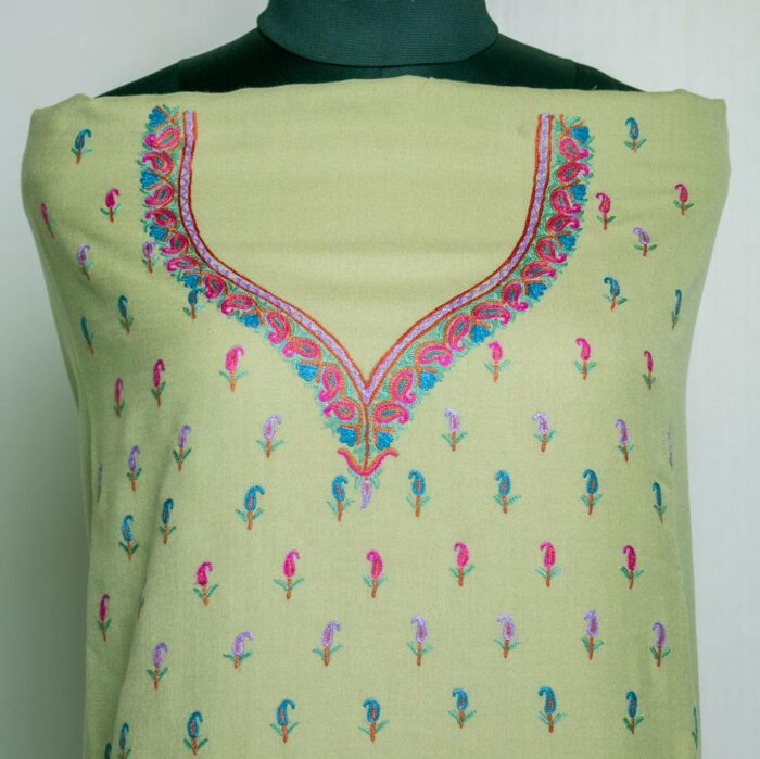 Light Green Summer Cool 2pc Suit with Aari Handwork - Image 2
