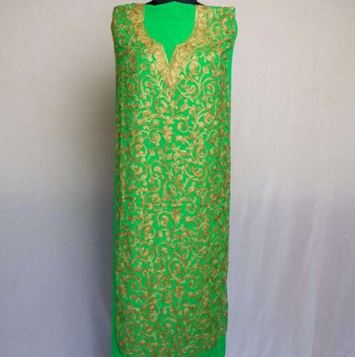 Green Crush Cotton 2pc Suit with Jali Aari Work - Image 2