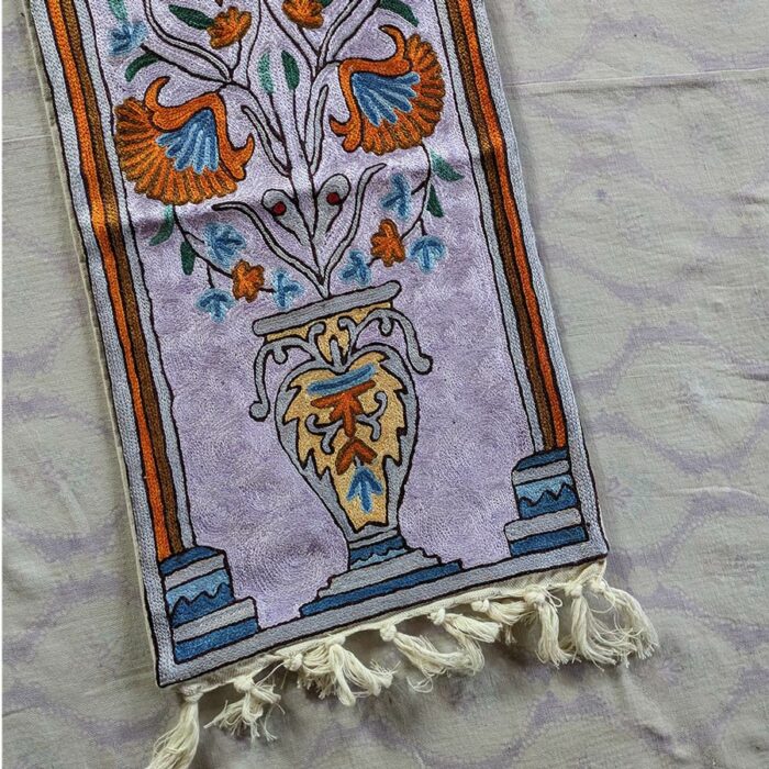 Guldastan Chainstitch Silk Handmade Runner 4×1ft - Image 3