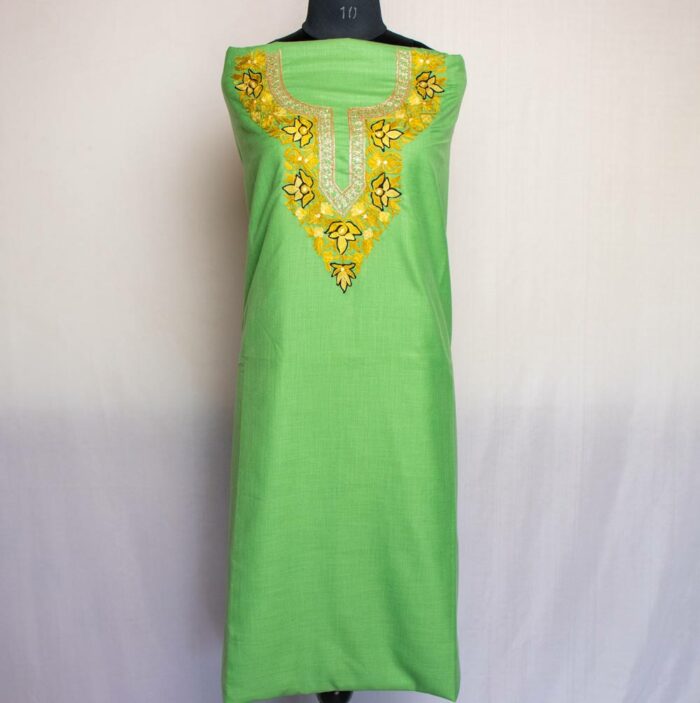 Light Green Ruby Cotton 2pc Suit with Aari And Tilla Work - Image 2