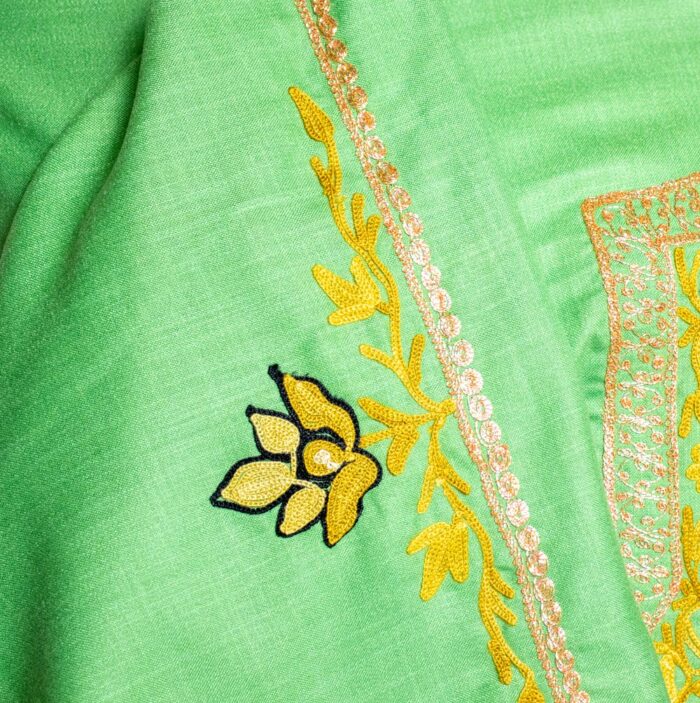 Light Green Ruby Cotton 2pc Suit with Aari And Tilla Work - Image 3