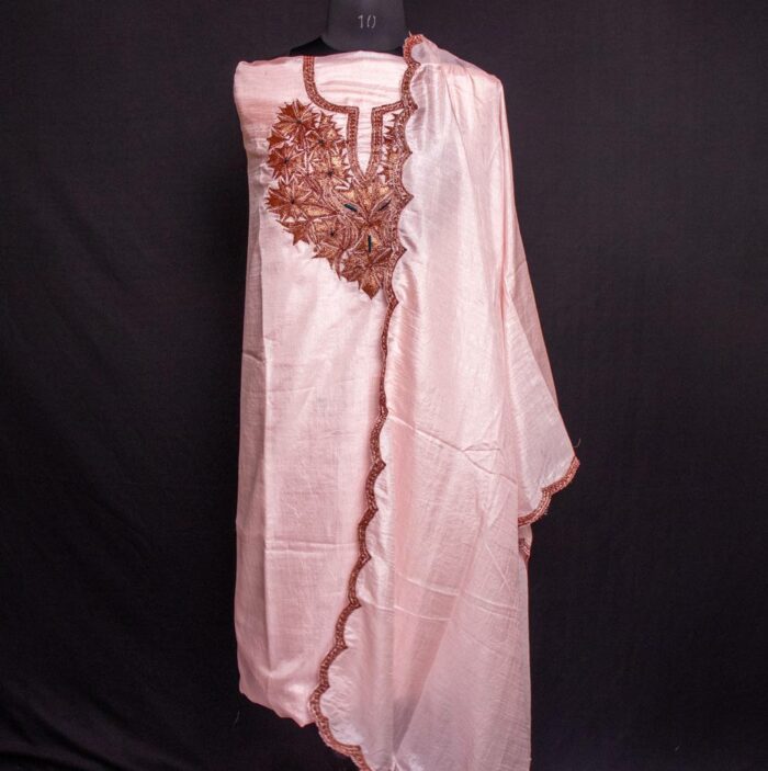 Light Pink Silk 3pc Suit with Tilla Embroidery