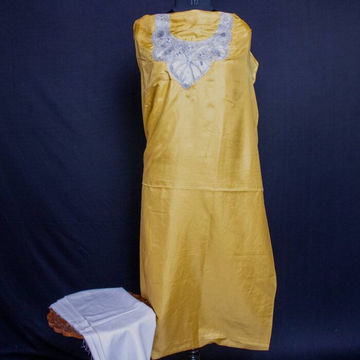 Light Yellow Silk 3pc Suit with Tilla Work