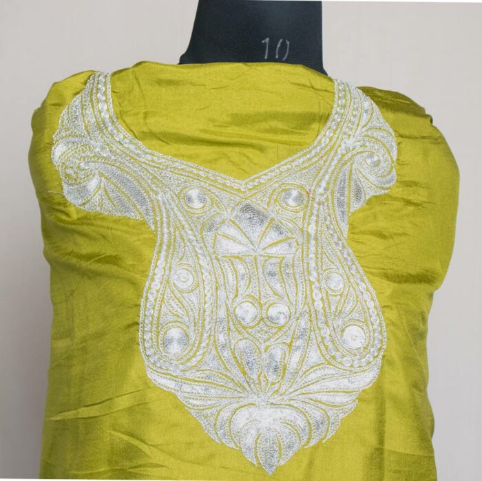 Lime Silk 3pc Suit with Tilla Work - Image 2