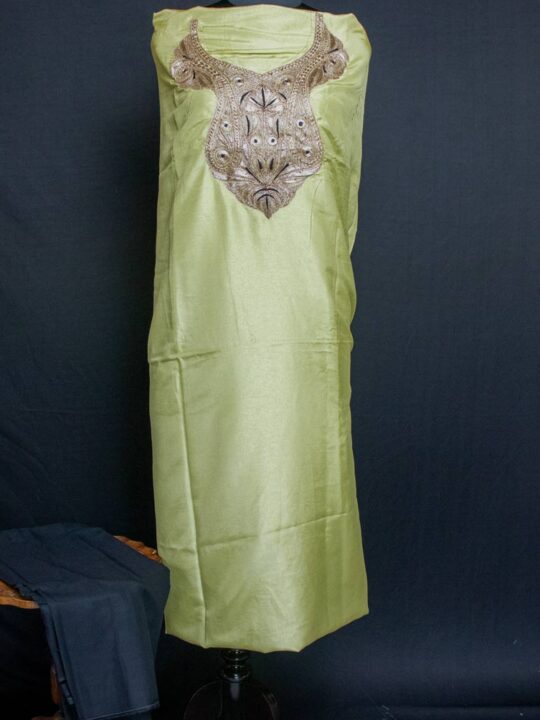 Lime & Black Silk 3pc Suit with Tilla Work