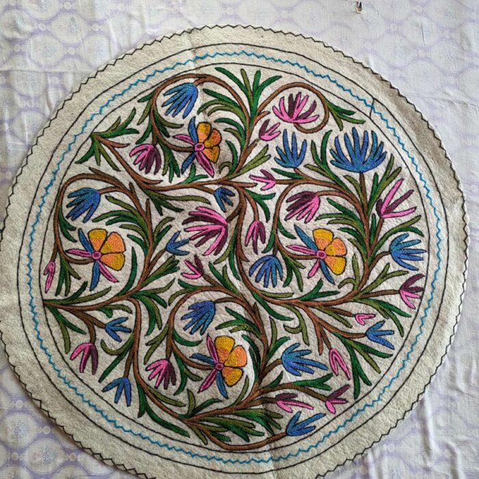 Khilanmarg Handmade Aari Embroidered Wool Namda 4ft