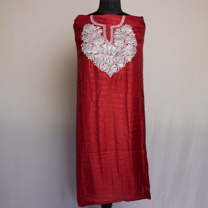 Maroon Silk 3pc Suit with Tilla Embroidery - Image 2