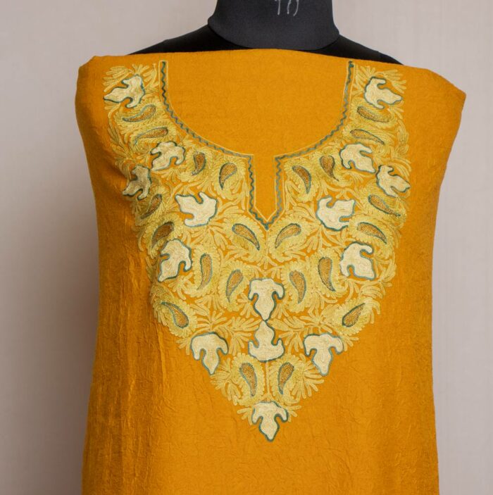 Mustard Crush Cotton 2pc Suit with Aari Work