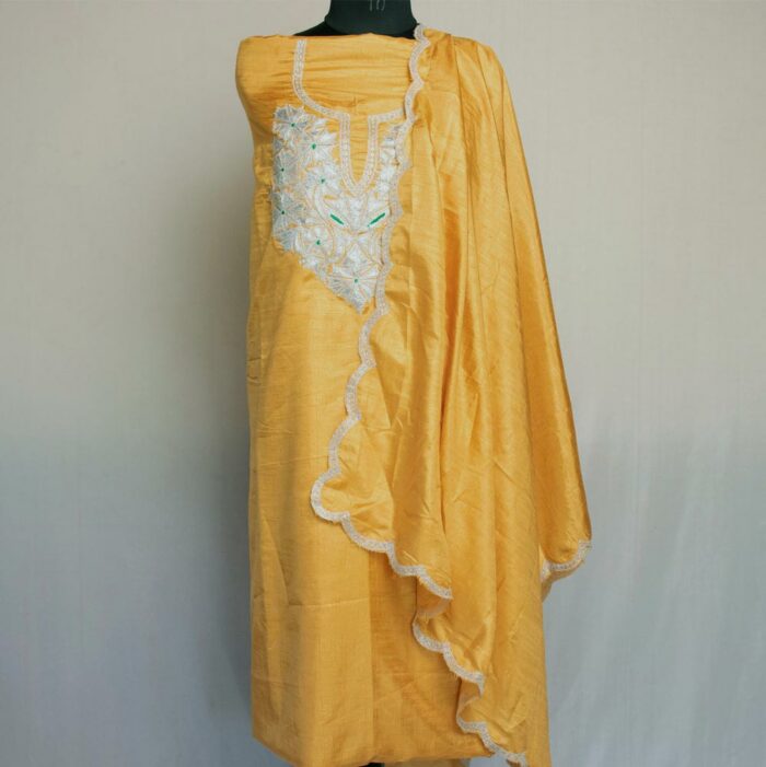 Mustard Silk 3pc Suit with Tilla Embroidery