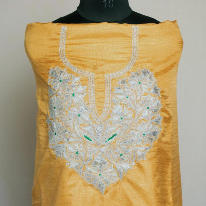 Mustard Silk 3pc Suit with Tilla Embroidery - Image 3