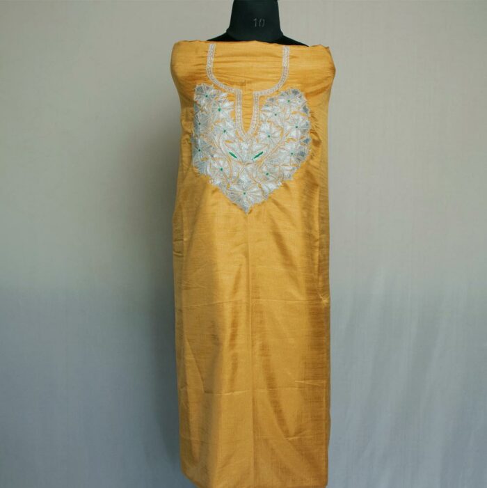 Mustard Silk 3pc Suit with Tilla Embroidery - Image 2