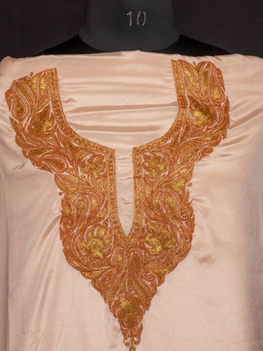Peach Satin 2pc Suit with Tilla Embroidery