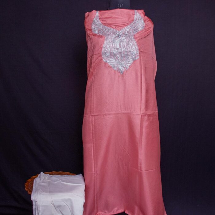 Pink Silk 3pc Suit with Tilla Work