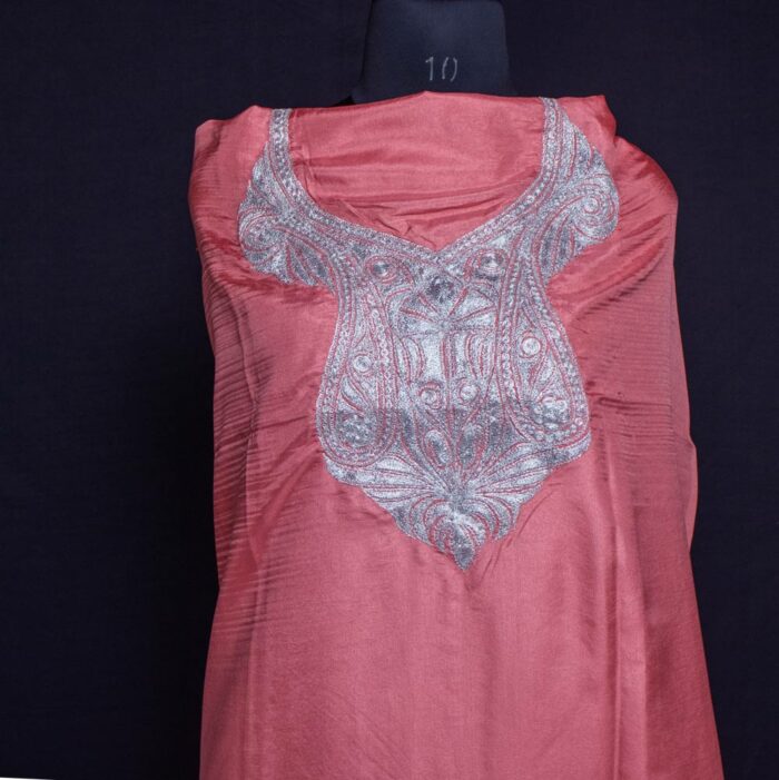Pink Silk 3pc Suit with Tilla Work - Image 3