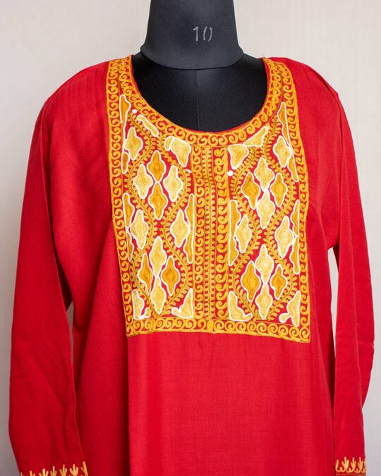 Red Summer cool Aari Kurta