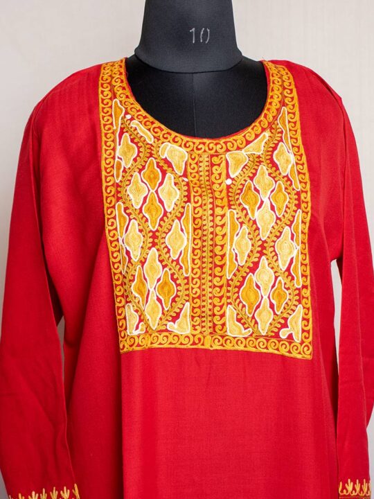 Red Summer cool Aari Kurta