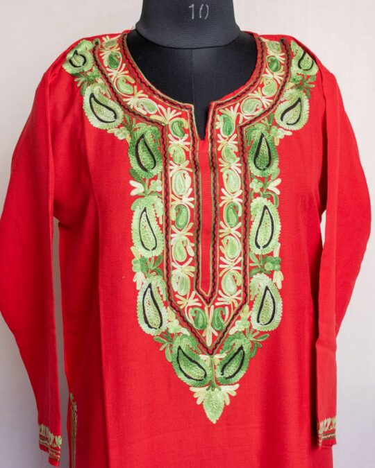 Red Badami Summer cool Aari Kurta