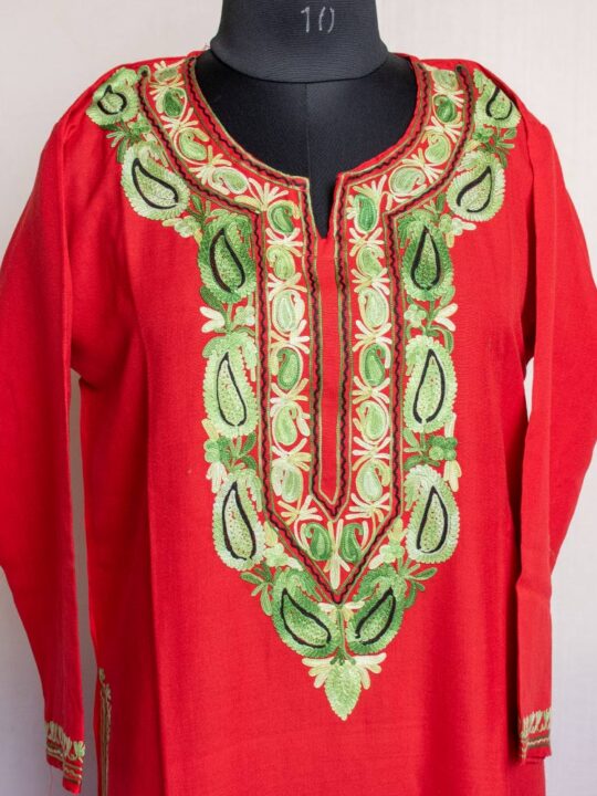 Red Badami Summer cool Aari Kurta
