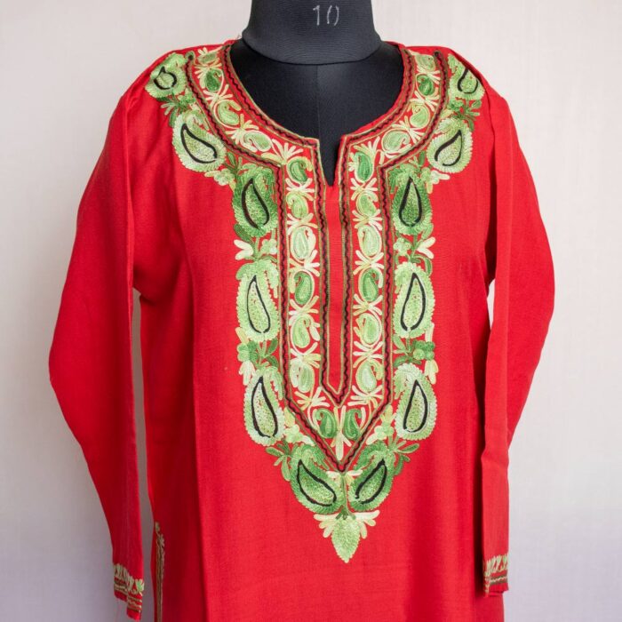 Red Badami Summer cool Aari Kurta