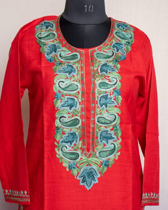 Red Ruby Cotton Aari Kurta