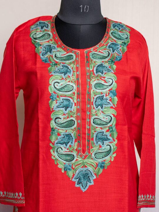 Red Ruby Cotton Aari Kurta
