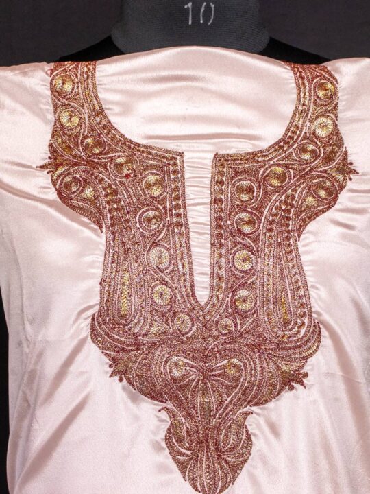 Light Rose Gold Satin 2pc Suit with Tilla Embroidery
