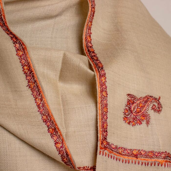 Toosha Rang Gents Shawl With Sozni Handwork - Image 2