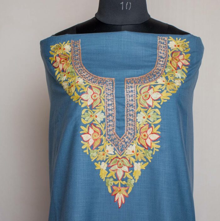 UCLA Blue Ruby Cotton 2pc Suit with Aari And Tilla Work