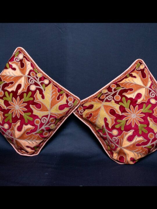 Pair of Chinari Velvet Crewel 16×16 Cushion Cover