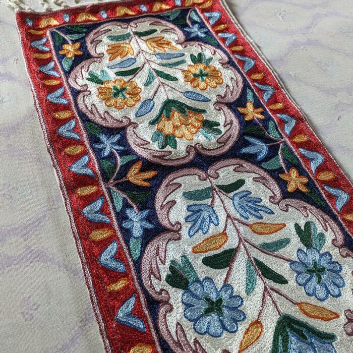 Rafah Chainstitch Silk Handmade Runner 4×1 ft - Image 2