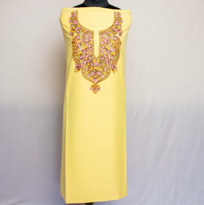 Yellow Summer Cool 2pc Suit with Aari Handwork - Image 2