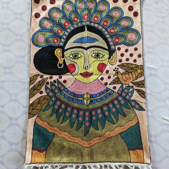 Frida Kahlo 3x2 Kashmiri Chainstitch Wall Hanging