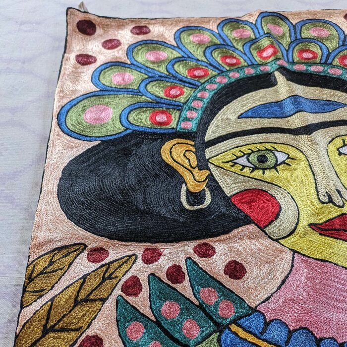 Frida Kahlo 3x2 Kashmiri Chainstitch Wall Hanging - Image 2