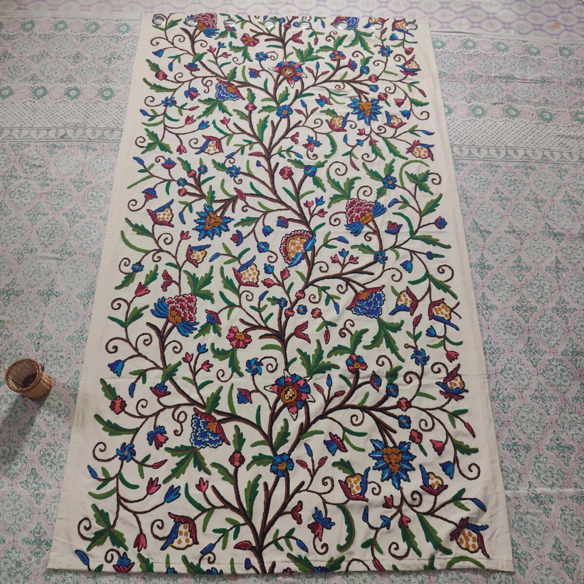 Multicolor Kashmiri Handmade Crewel Work Curtain - Image 2