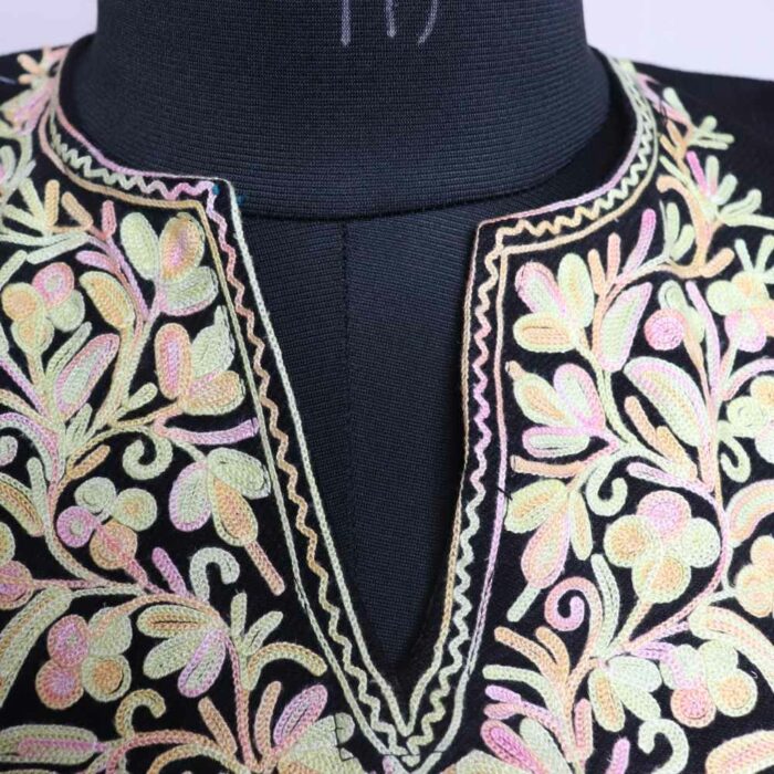 Black Cashmilon Ari Pheran/Short Kurta (L36) - Image 2