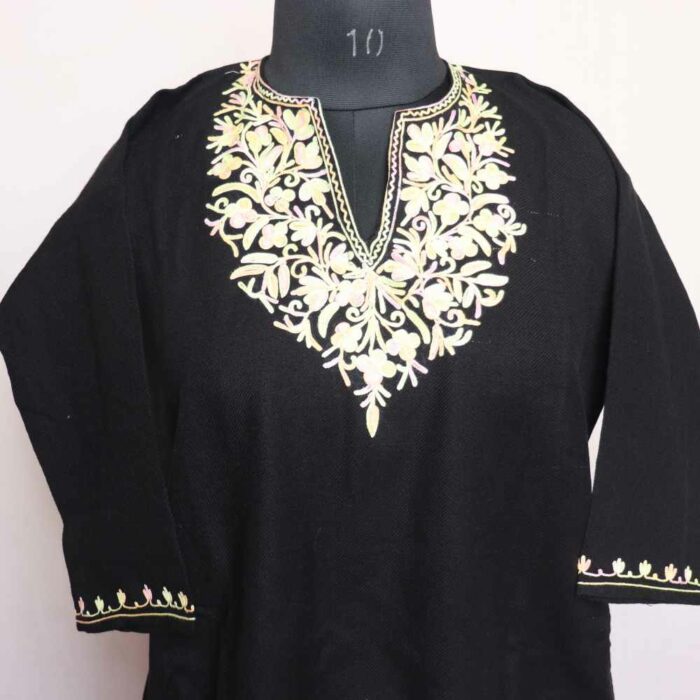 Black Cashmilon Ari Pheran/Short Kurta (L36) - Image 3